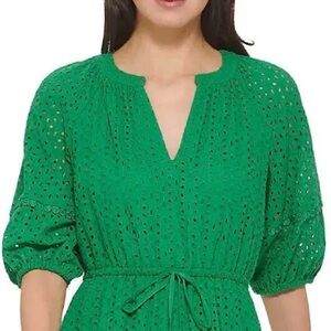 Green for spring!  Vince Camaro Eyelet dress with balloon sleeves